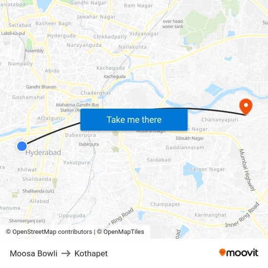 Moosa Bowli to Kothapet map