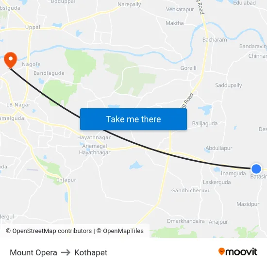 Mount Opera to Kothapet map