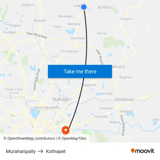 Muraharipally to Kothapet map