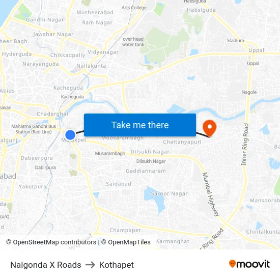 Nalgonda X Roads to Kothapet map