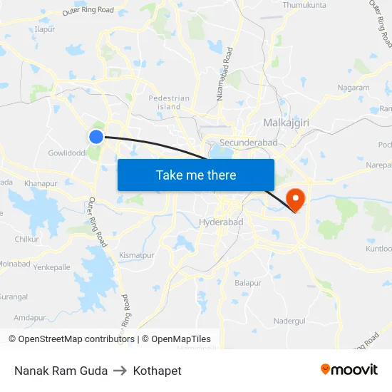 Nanak Ram Guda to Kothapet map