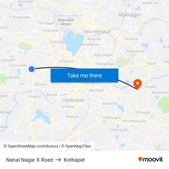 Nanal Nagar X Road to Kothapet map
