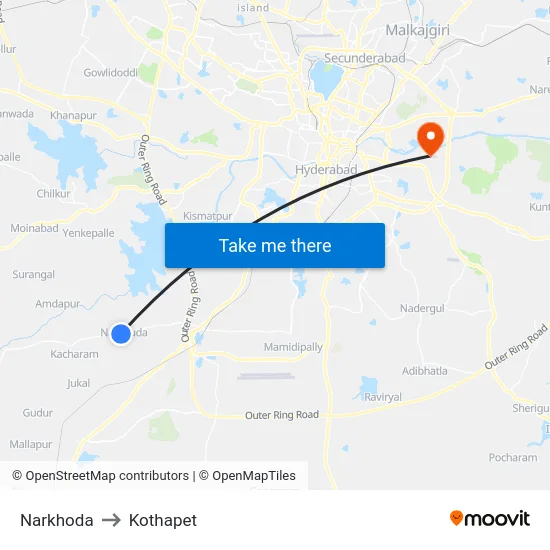 Narkhoda to Kothapet map