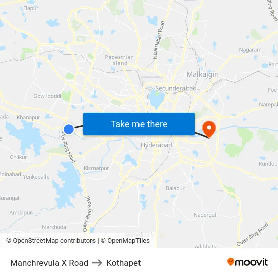 Manchrevula X Road to Kothapet map
