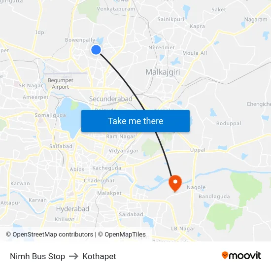 Nimh Bus Stop to Kothapet map