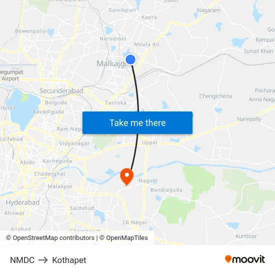 NMDC to Kothapet map