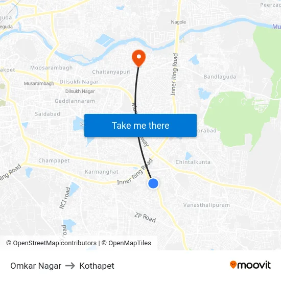 Omkar Nagar to Kothapet map