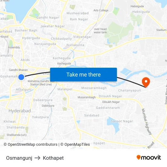 Osmangunj to Kothapet map