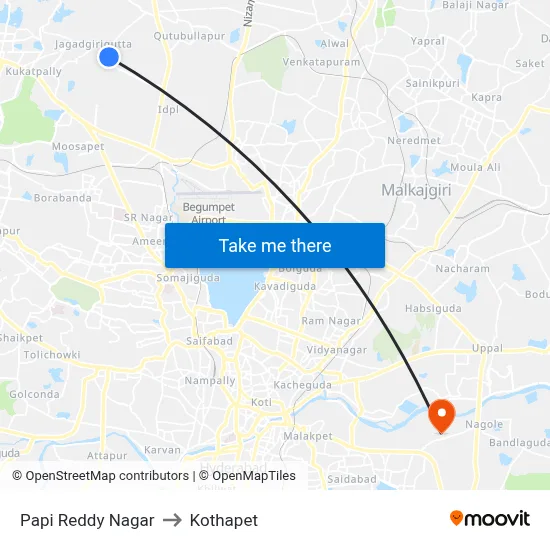 Papi Reddy Nagar to Kothapet map