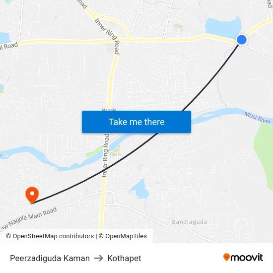 Peerzadiguda Kaman to Kothapet map