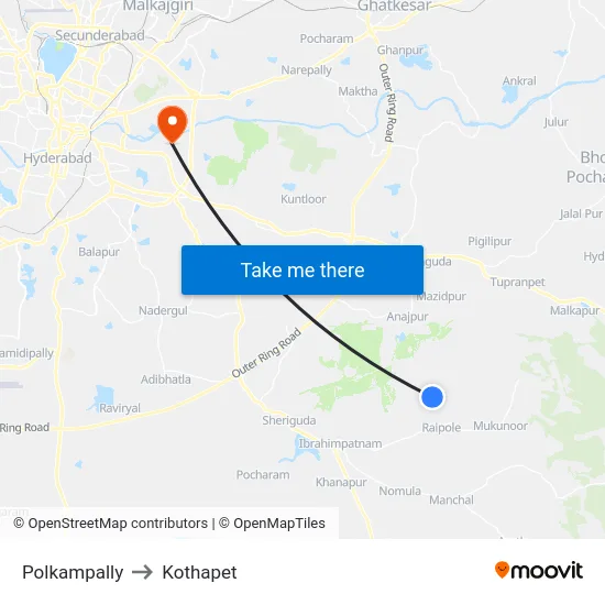 Polkampally to Kothapet map