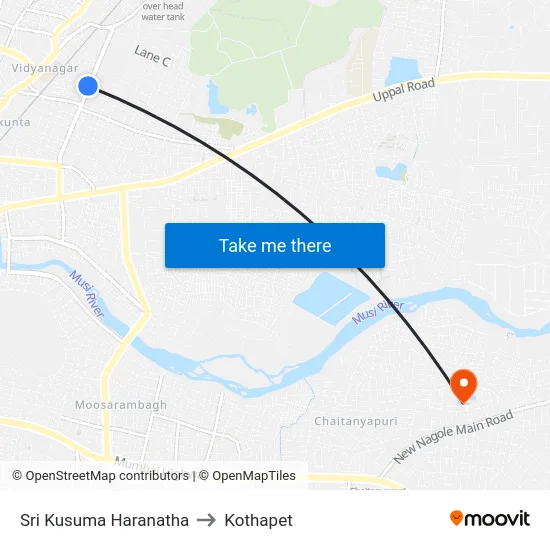 Sri Kusuma Haranatha to Kothapet map