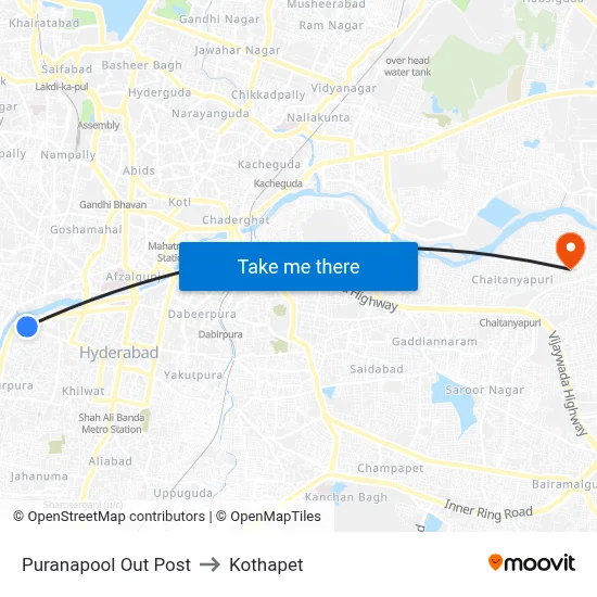Puranapool Out Post to Kothapet map