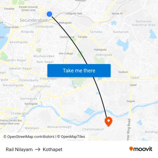 Rail Nilayam to Kothapet map