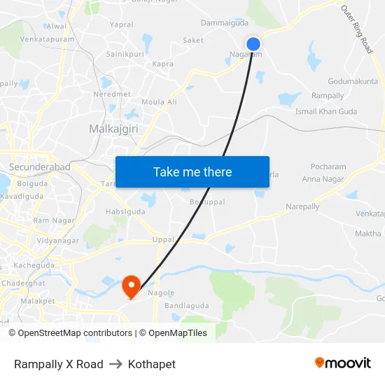 Rampally X Road to Kothapet map