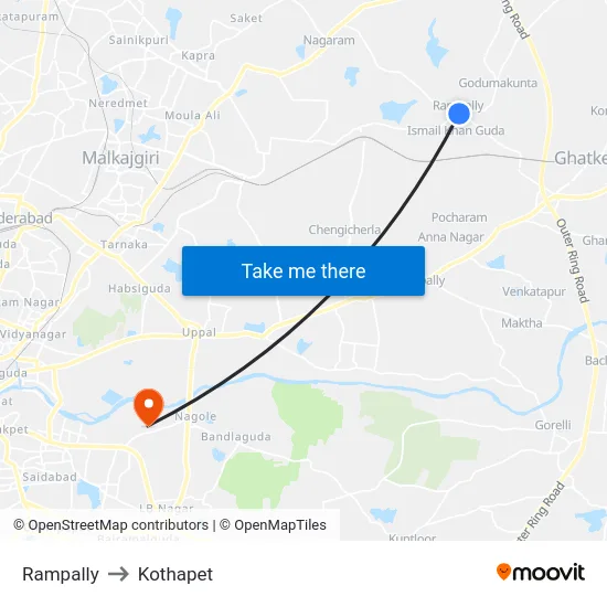 Rampally to Kothapet map
