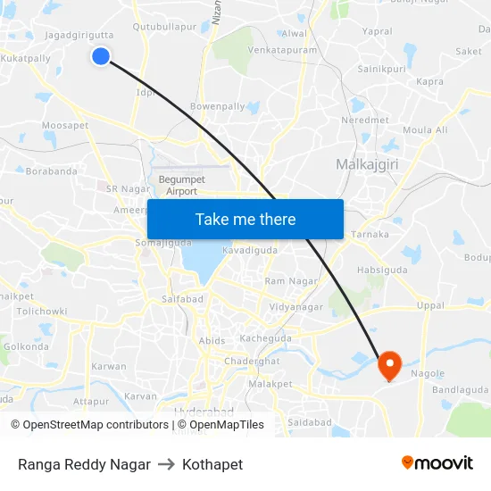 Ranga Reddy Nagar to Kothapet map