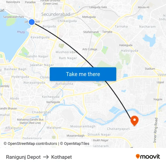 Ranigunj Depot to Kothapet map