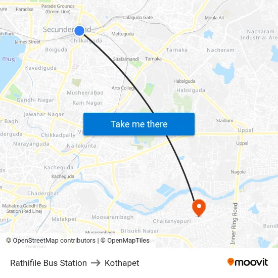 Rathifile Bus Station to Kothapet map