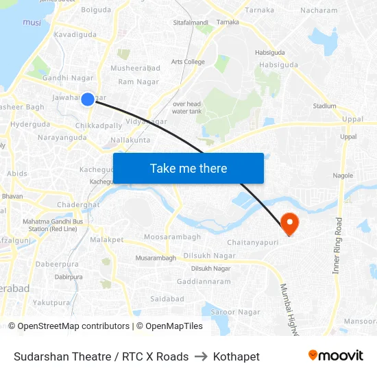 Sudarshan Theatre / RTC X Roads to Kothapet map