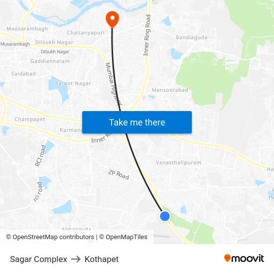 Sagar Complex to Kothapet map