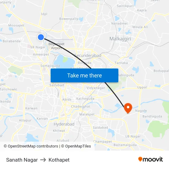 Sanath Nagar to Kothapet map