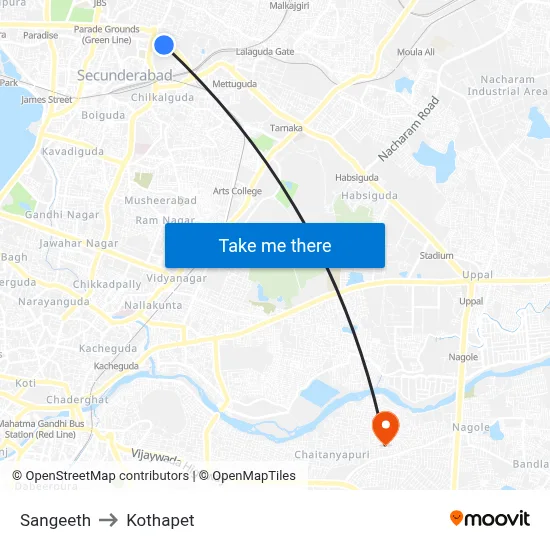 Sangeeth to Kothapet map