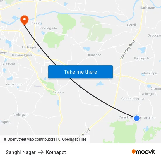 Sanghi Nagar to Kothapet map