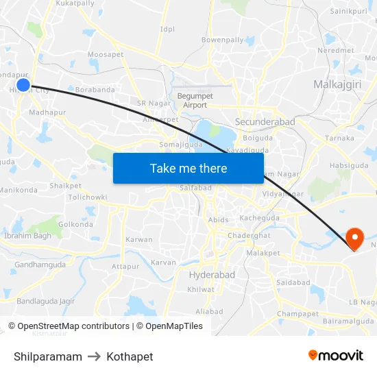 Shilparamam to Kothapet map