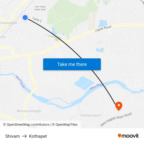 Shivam to Kothapet map