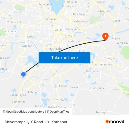 Shivarampally X Road to Kothapet map