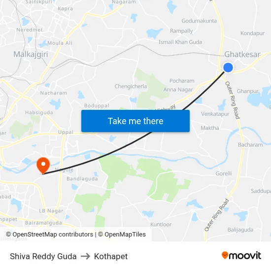 Shiva Reddy Guda to Kothapet map