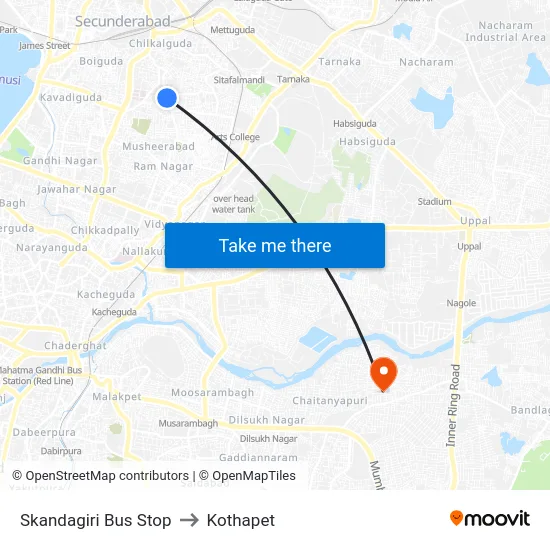 Skandagiri Bus Stop to Kothapet map