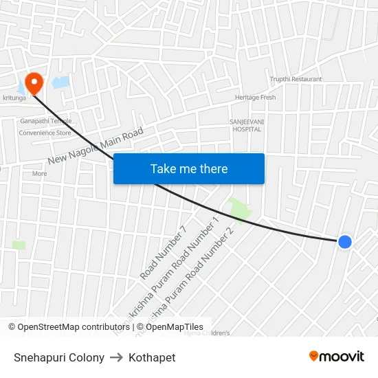Snehapuri Colony to Kothapet map