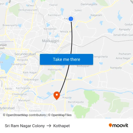 Sri Ram Nagar Colony to Kothapet map