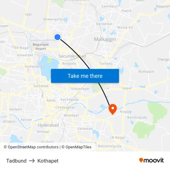 Tadbund to Kothapet map
