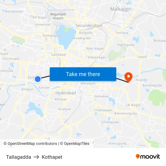 Tallagadda to Kothapet map
