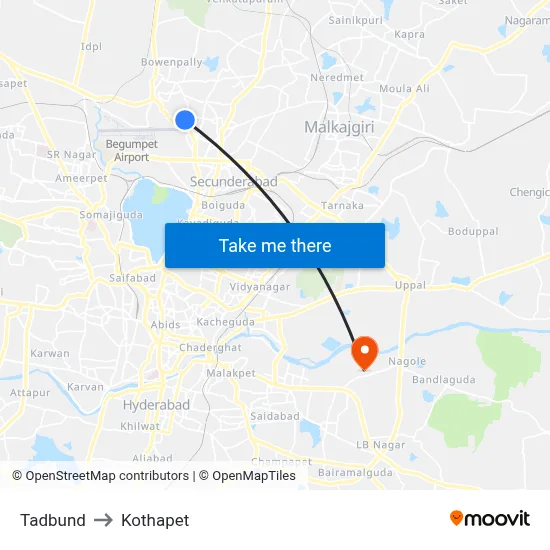 Tadbund to Kothapet map