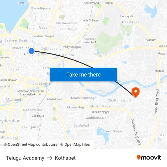 Telugu Academy to Kothapet map