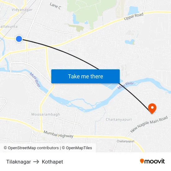 Tilaknagar to Kothapet map