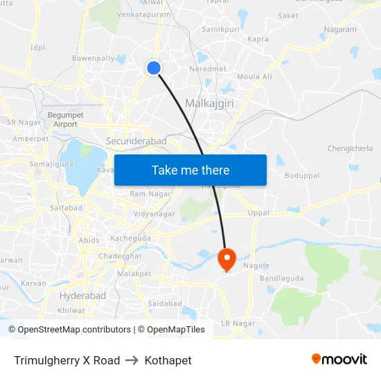 Trimulgherry X Road to Kothapet map