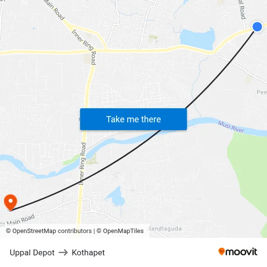 Uppal Depot to Kothapet map