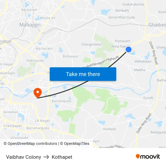 Vaibhav Colony to Kothapet map