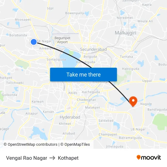Vengal Rao Nagar to Kothapet map