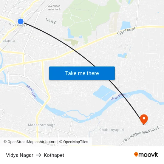 Vidya Nagar to Kothapet map