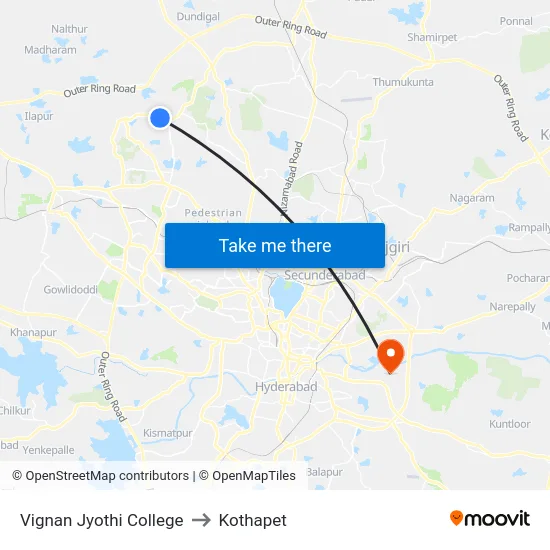 Vignan Jyothi College to Kothapet map