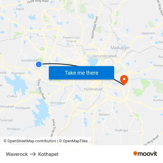 Waverock to Kothapet map