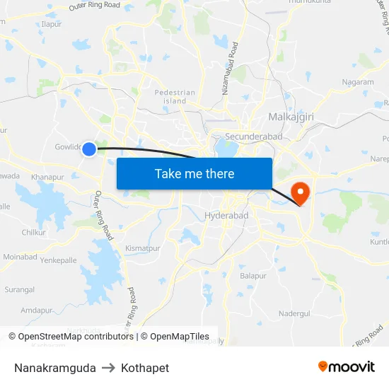 Nanakramguda to Kothapet map