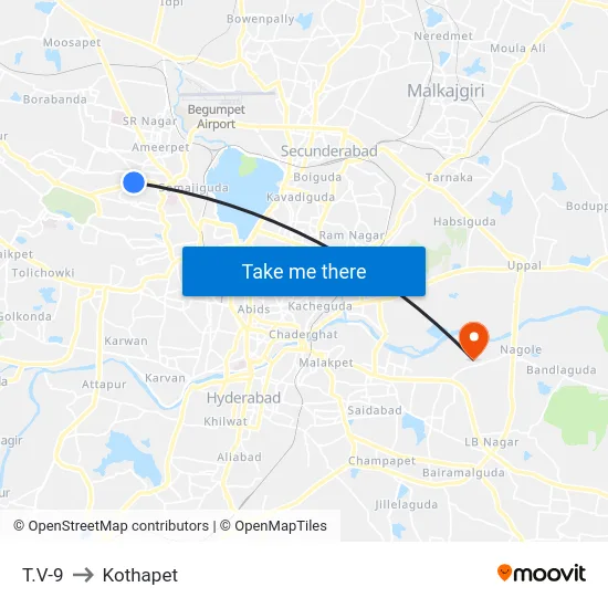 T.V-9 to Kothapet map