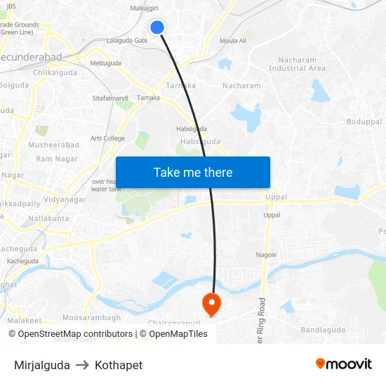 Mirjalguda to Kothapet map